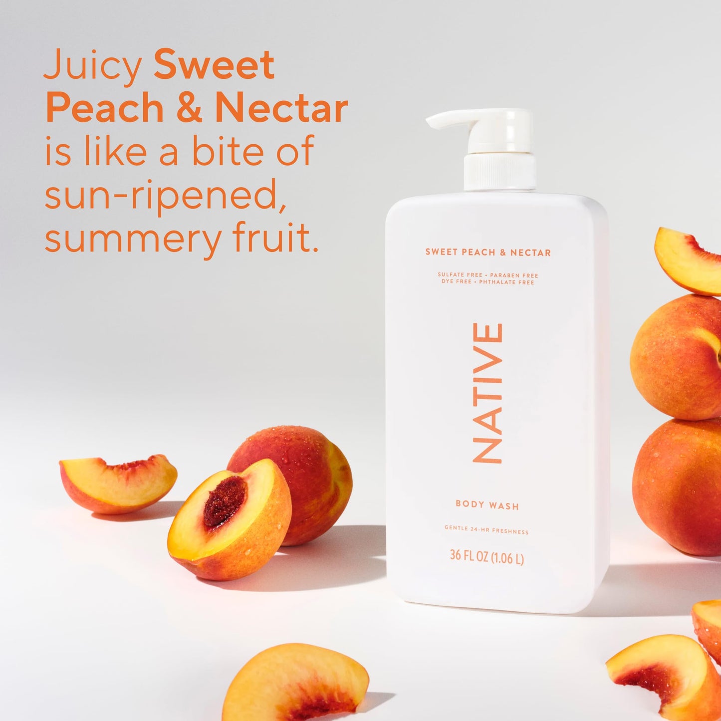Native Body Wash for Women & Men, Sweet Peach & Nectar, 36 oz Pump Bottle, Sulfate-Free & Gentle Beauty & Personal Care Native