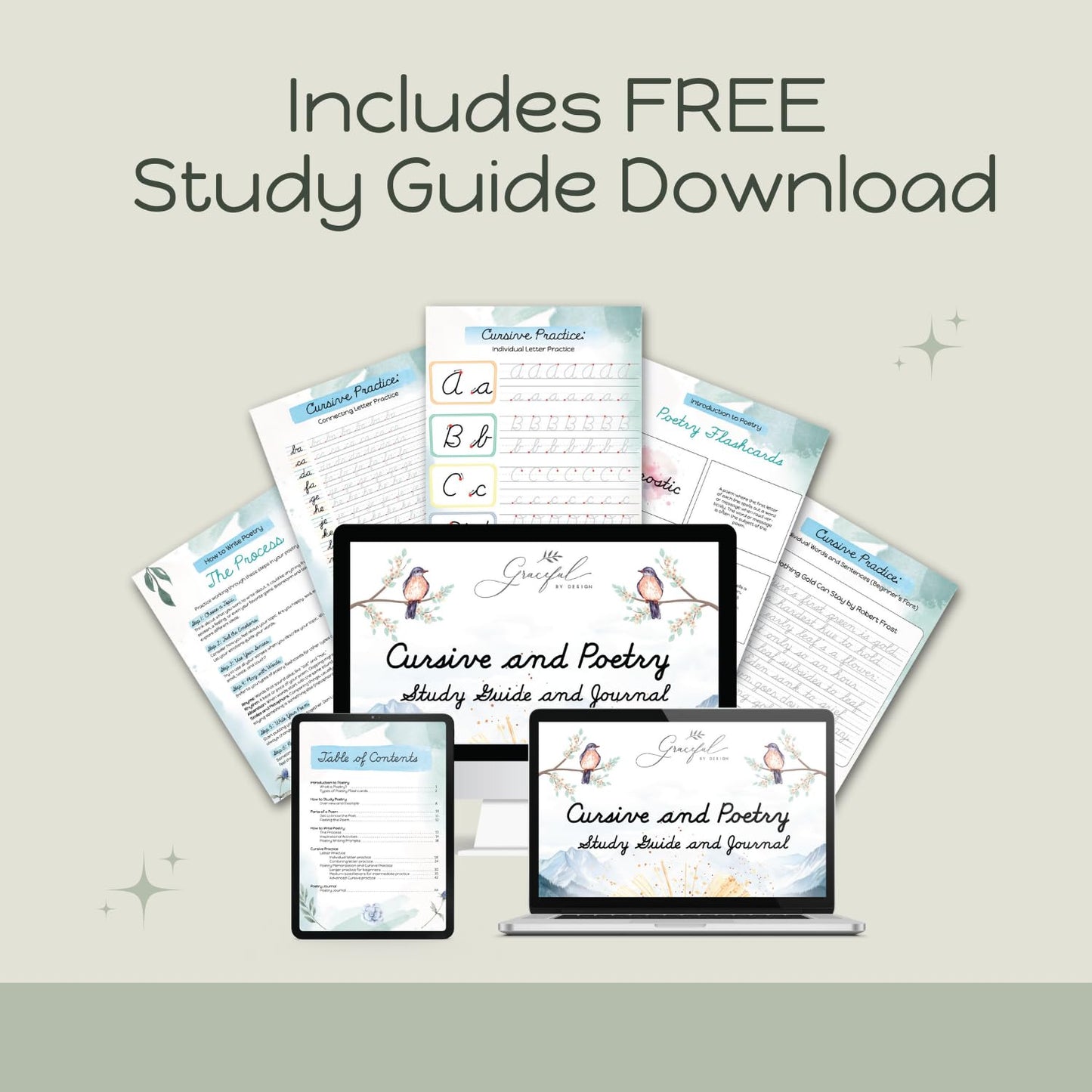 Grooved Cursive Handwriting Workbook – Reusable Practice Book for Kids Ages 8–12, Magic Tracing Workbook by Graceful By Design