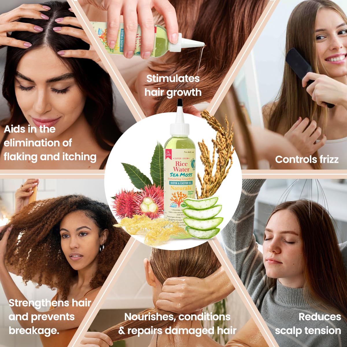 Dr.Girls Rice Water Thickening Growth Oil 6oz (Sea Moss)