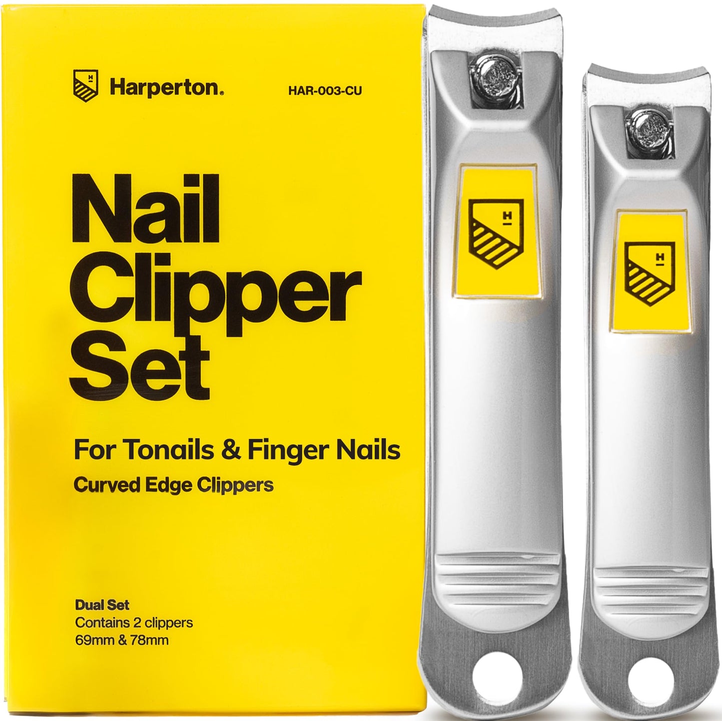 Ultra Sharp Nail Clippers Set - 2 Pack Stainless Steel Fingernail & Toenail Trimmers with Built-in Nail File for Women & Seniors (Silver)