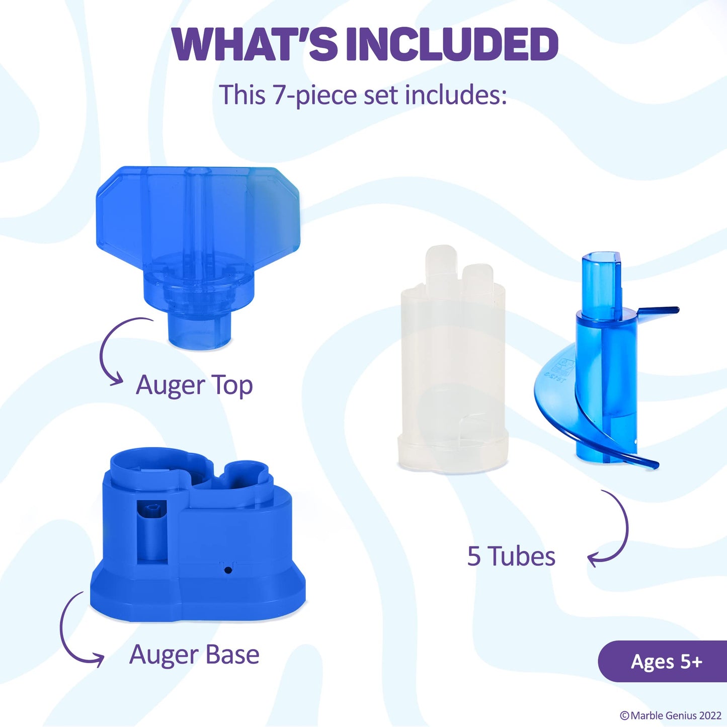 Marble Genius Auger Lift – Expandable Marble Run Accessory Elevates Marbles 19", Endless Racing Fun, Ages 5+, Battery Powered, Blue