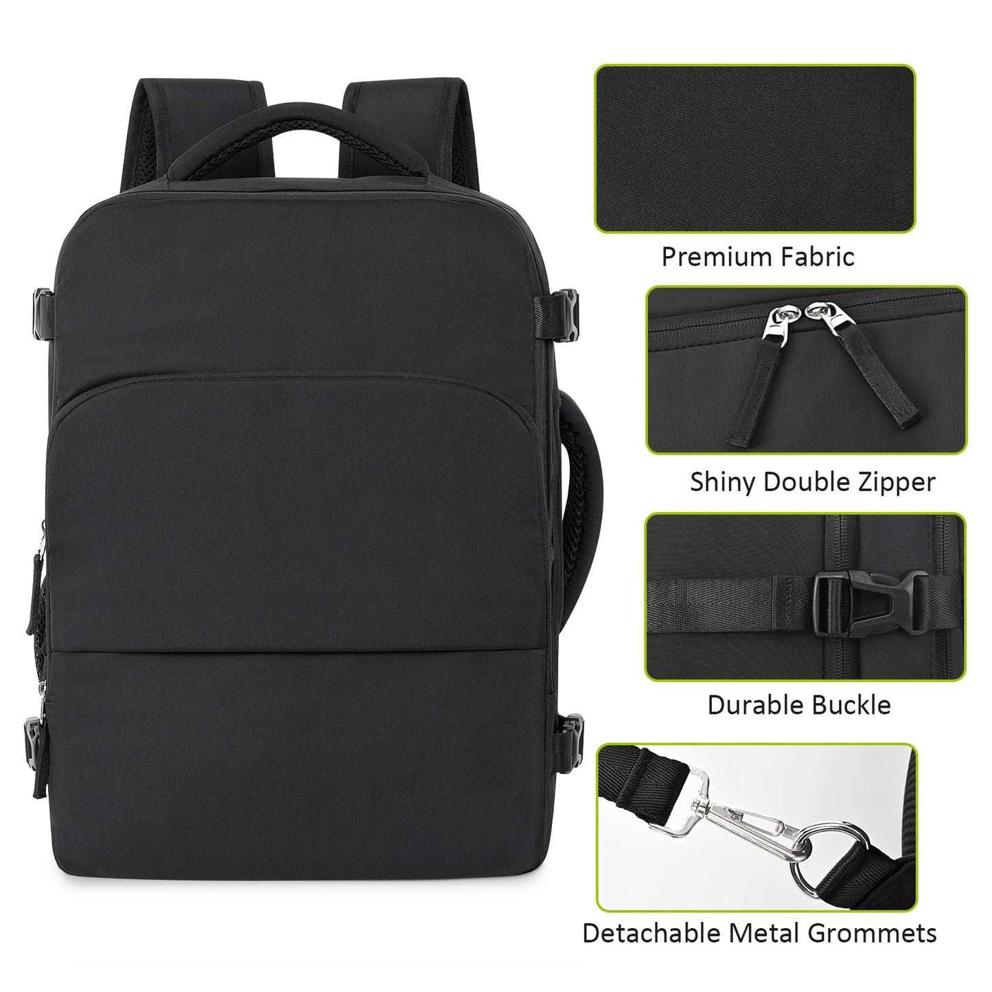 Snoffic Travel Backpack for Women Men,Travel Laptop Backpack w/USB Charging Port, Waterproof Travel Backpack Carry On Flight Approved,Weekender Business Hiking Bag,Laptop Backpack 17 inch