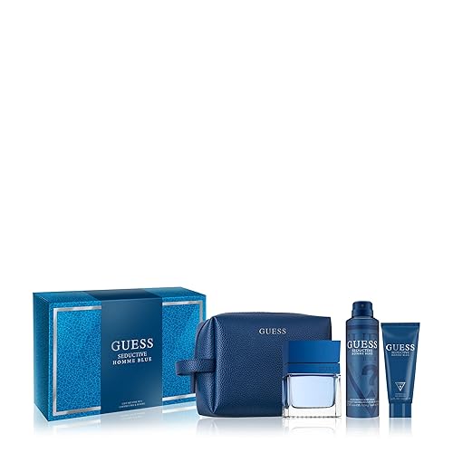 Guess Seductive Blue Men / Homme Eau de Toilette 4 Piece Gift Set - Cologne Spray 3.4 Fl. Oz., Deodorizing Body Spray 6.0 Oz., Shower Gel 3.4 Fl. Oz.