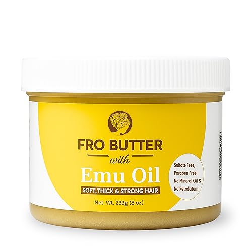 Fro Butter Emu Oil Hair Moisturizer for Black Women & Men | 4C Hair Products | Natural Hair Growth | Organic Ingredients | For Healthier, Stronger