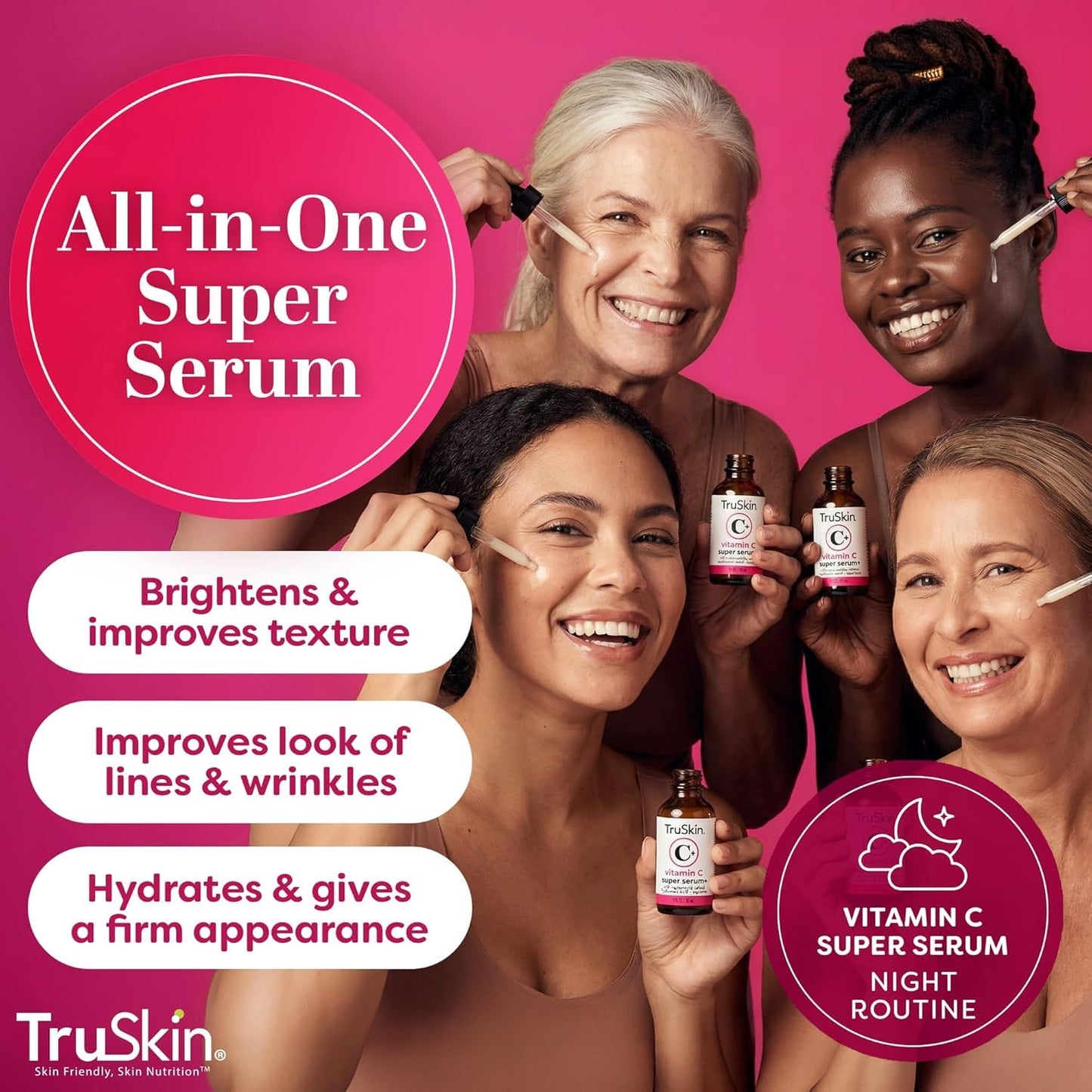 TruSkin Vitamin C Super Serum for Face - Five Skin Benefits in One Serum with Vitamin C, Retinol, Niacinamide, Hyaluronic Acid & Squalane - Brighten Beauty and Personal Care TruSkin