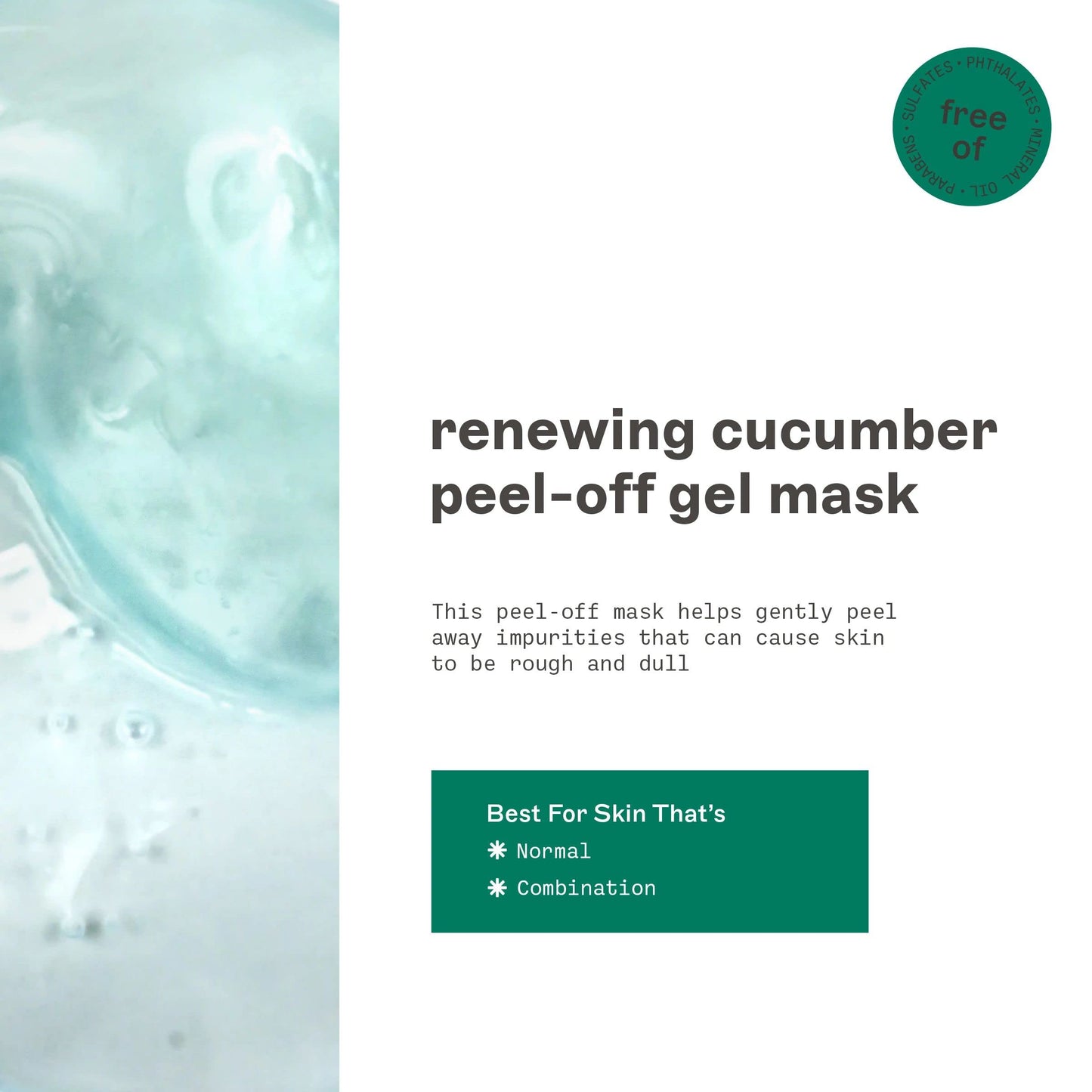 Freeman Renewing Peel-Off Gel Mask, Cucumber Peel-Off Face Mask, Aloe Calms Irritation & Hydrates, Facial Mask For All Skin Types, Cruelty-Free, No