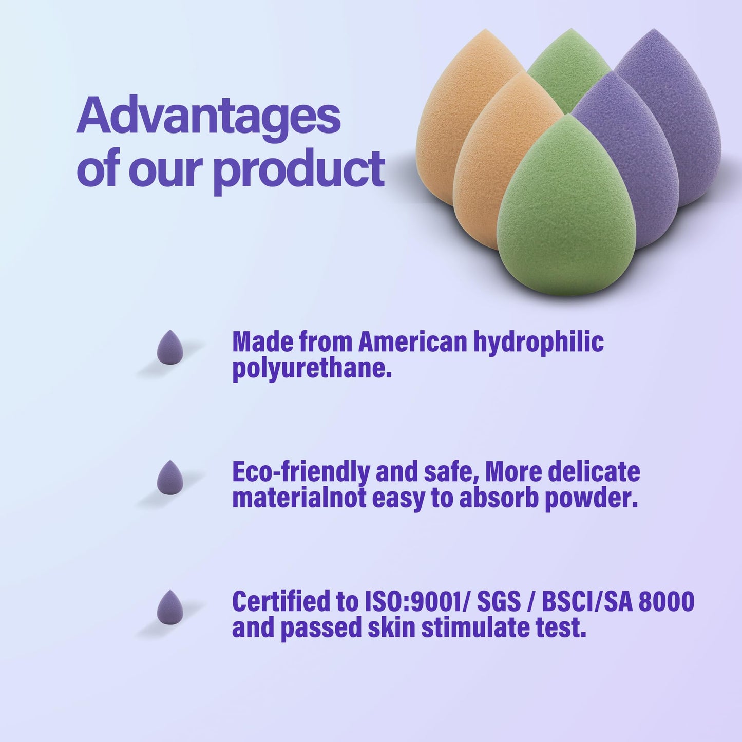 Snowflakes Mini Beauty Makeup Sponge Blender for Detailed Application Around the Eyes and Other Areas, 6 pcs, Latex Free, Small Makeup Sponges Under