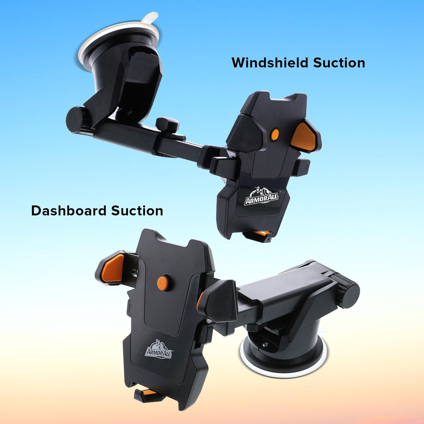 Armor All Phone Mount for Cars, Suction Dashboard & Windshield Phone Holder, 6 Inch Extendable Arm, 360° Rotation, Fits iPhone Max, Android, and All…