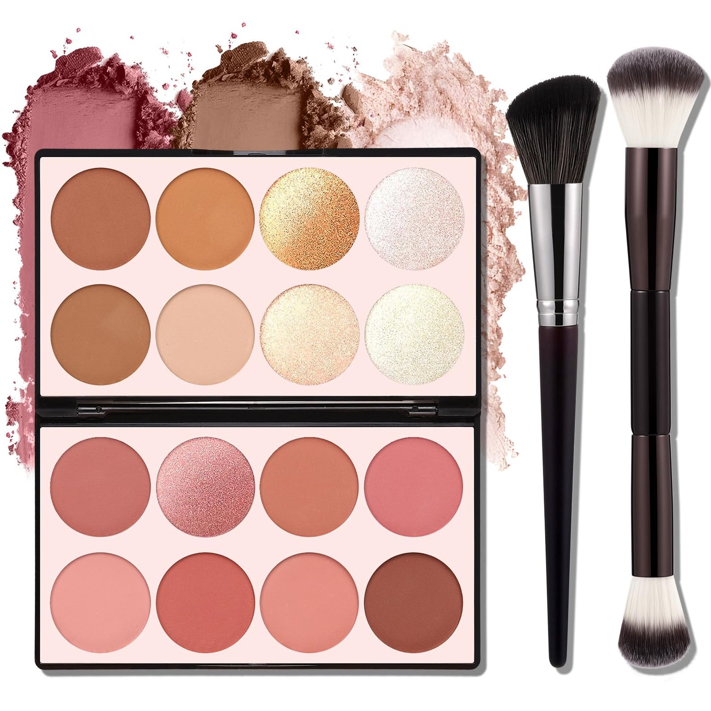 16 Color Contour Palette Makeup with 2 Brushes - Blush Highlighter Bronzer All-in-One Makeup Palette Contour Set - Face Cosmetics Gift, Holiday Beauty Beauty and Personal Care SPRINGSKY Default Title