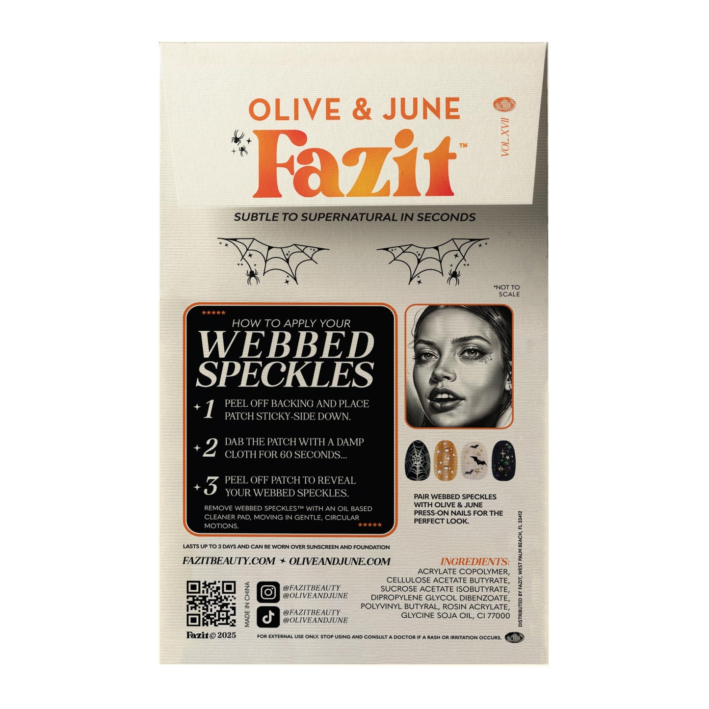 Fazit Makeup Patches - Halloween Webbed Speckles - Glow Up Make-Up Patches - Cute Glitter Makeup Accessories for Women - Cosmetic Glitter for Face