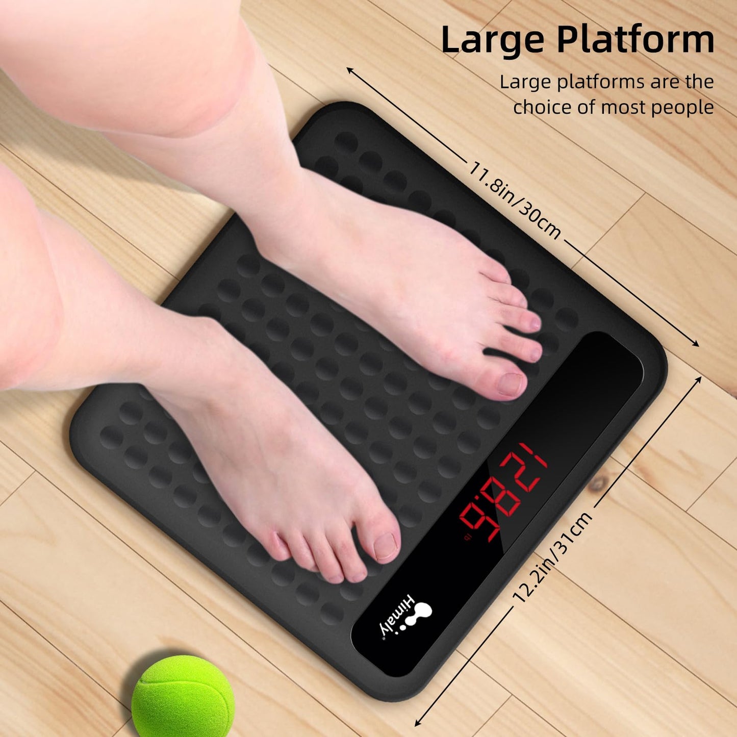 himaly Digital Body Weight Scale Bathroom Scale, Step-On Technology High Precision Measurements Scales with Large Non Slip Silicone Platform and LCD…