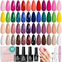 Beetles Summer Gel Polish Kit - Chic Outfits Collection 25 Colors Polish Set, Brown Purple Nude Red Black Color Gel Nails with 3Pcs Base Top Coat Soak Beauty & Personal Care beetles Gel Polish