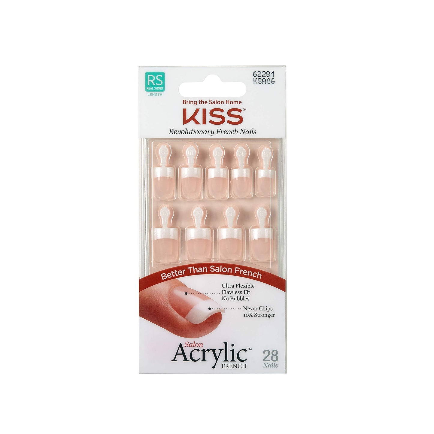 KISS Salon Acrylic French Nails Kit Pet Peeve Real Short (3 PACK) Beauty & Personal Care KISS