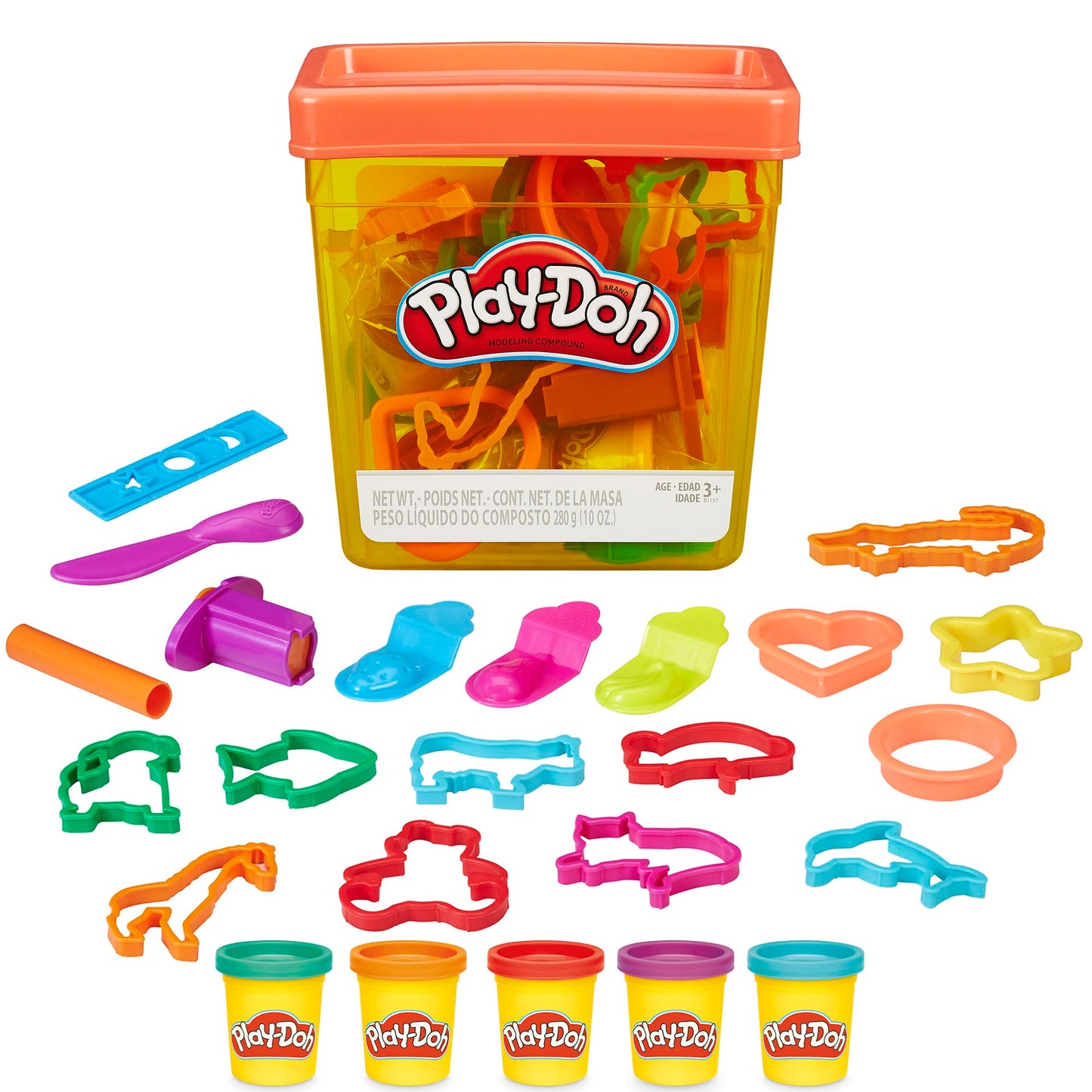 Play-Doh Fun Tub Set with 19 Accessories & Storage Container, Arts & Crafts Preschool Toy, Ages 3+ (Amazon Exclusive)