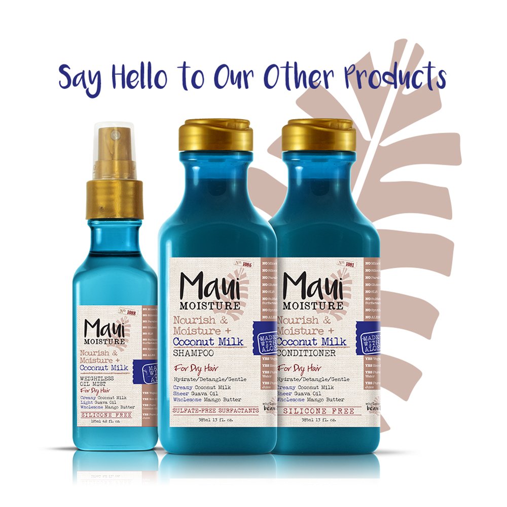 OGX Nourish & Moisture + Coconut Milk Weightless Oil Mist, Leave-In Spray Treatment to Help Defrizz, Hydrate & Replenish Curly Hair, Vegan, Silicone