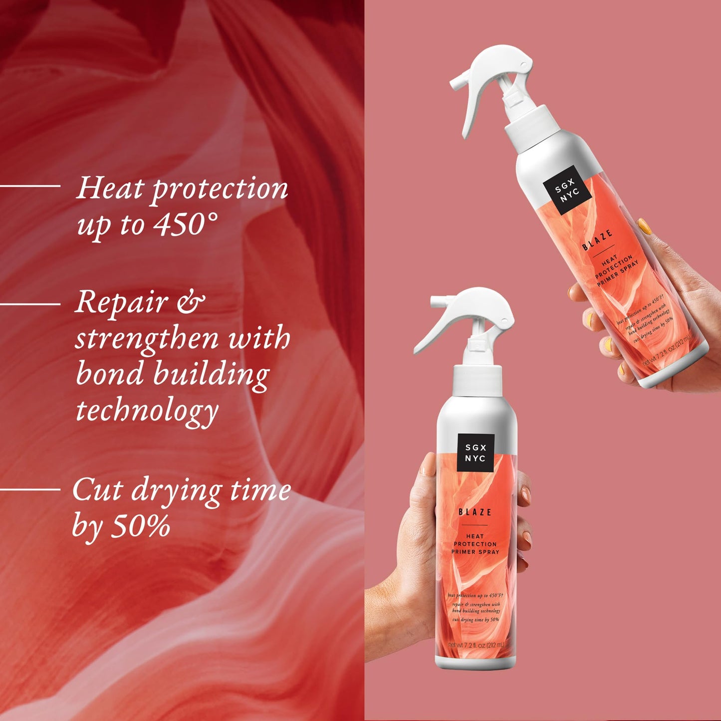 SGX NYC Blaze Heat Protection Primer Spray - Leave-In Heat Protection Spray for Hair - Infused with Ceramides - Revitalizes Damaged Hair - 4 pc