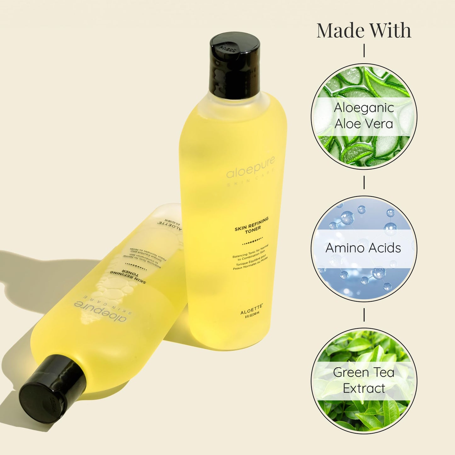 Aloette Skin Refining Toner for Face - Deep Cleansing Hydrating Facial Toner for Women & Men Rejuvenates, Nourishes & Revitalizes Skin - Gentle