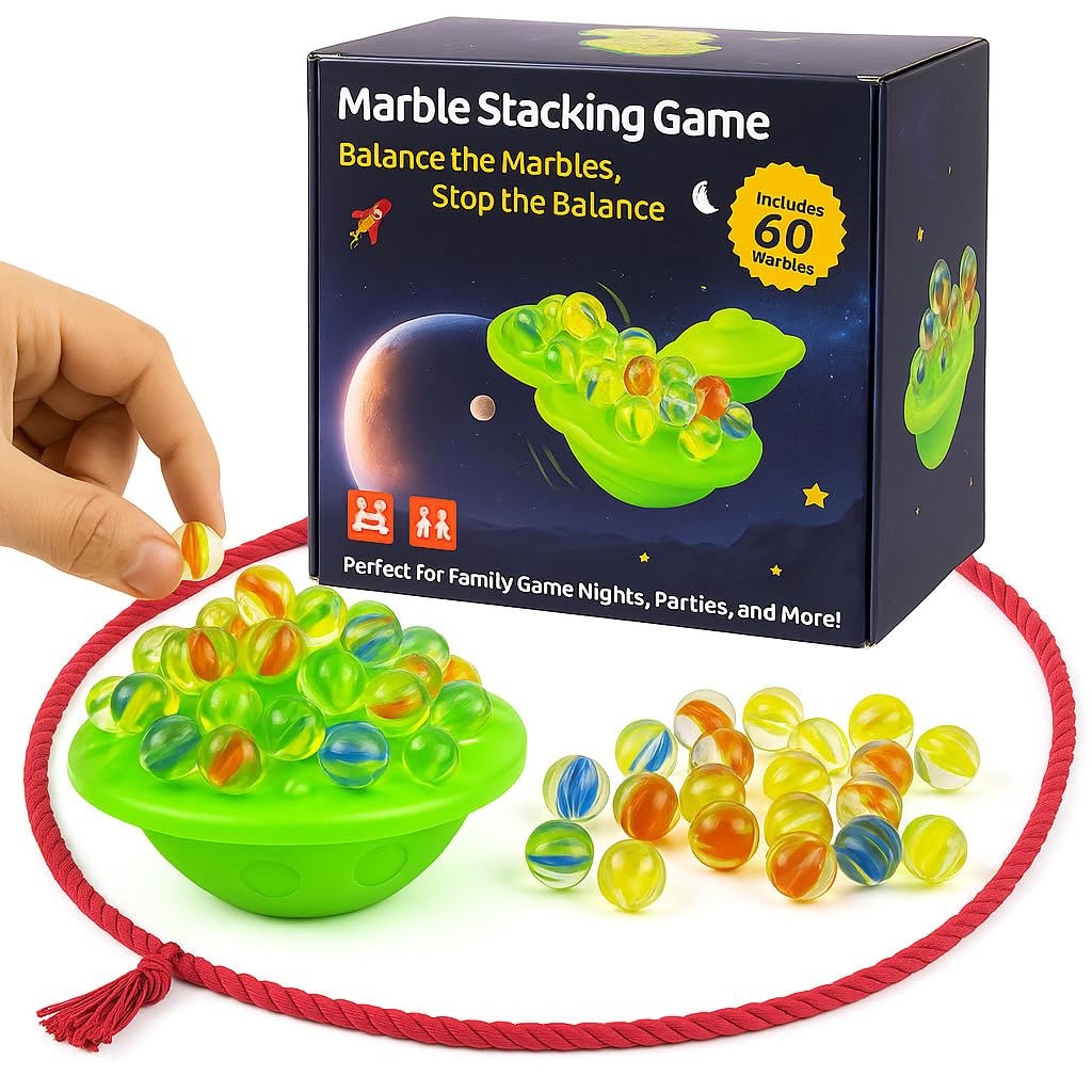 Trozihn Wobble Ball Marble Balance Game – Fun Family & Party Game with 60 Marbles, Gift for Kids & Adults Ages 8+, 1–4 Players