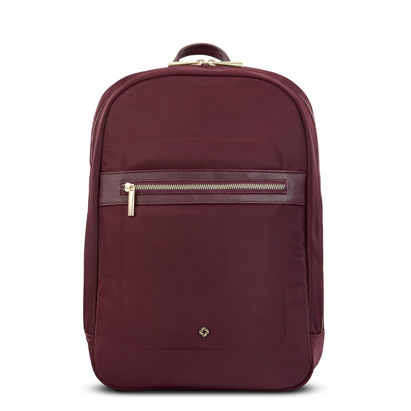 Samsonite Mobile Solutions 2 Essential Backpack - Work & Commuter Backpack with Padded Laptop Compartment, Front Zip Pocket with Key Leash, Water Bottle Sleeve, StackIt™ Strap - Merlot