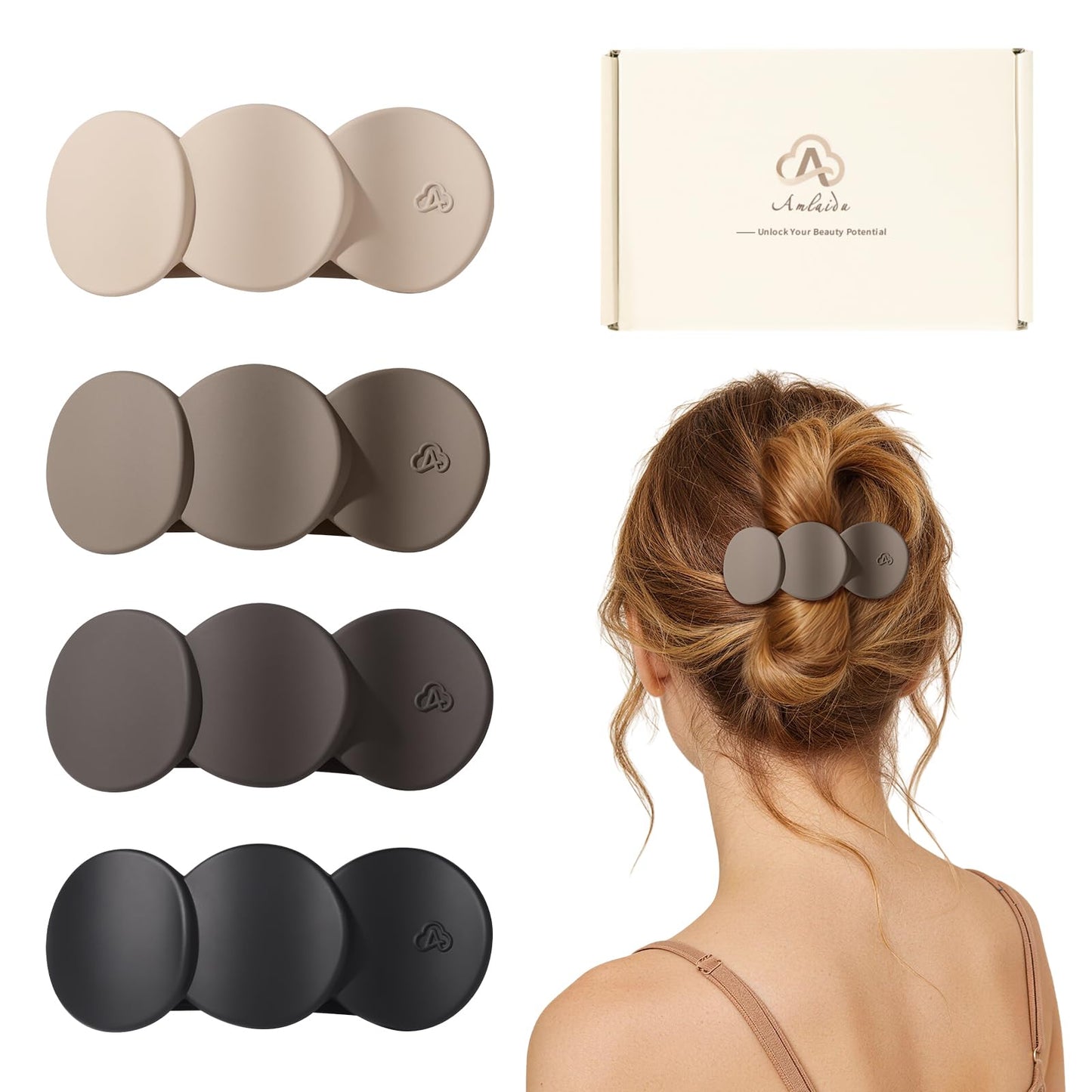 Amlaidu Medium Flat Hair Clips for Women, French Claw Clips Strong Hold for Thick & Thin Hair, Duckbill Hair Clips Non Slip for Driving Yoga - Beige Beauty and Personal Care Amlaidu Default Title
