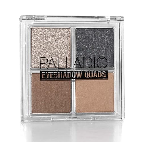 Palladio Eyeshadow Quads, Velvety Pigmented Blendable Matte, Metallic & Shimmer Finishes, Creamy Formula, Four Way Quad Eye Shadow Palette, Talc-Free