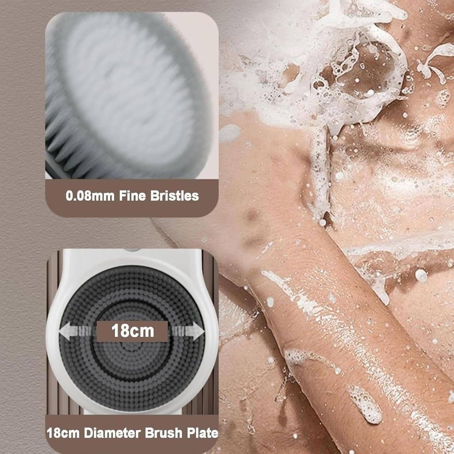 QUGURLID Wall Mounted Electric Back Scrubbers,Electric Back Exfoliating Bath Wash Pad w/18CM Large Brush Head,Automatic Rota-Tion,2-Speed Adjustment Beauty and Personal Care QUGURLID