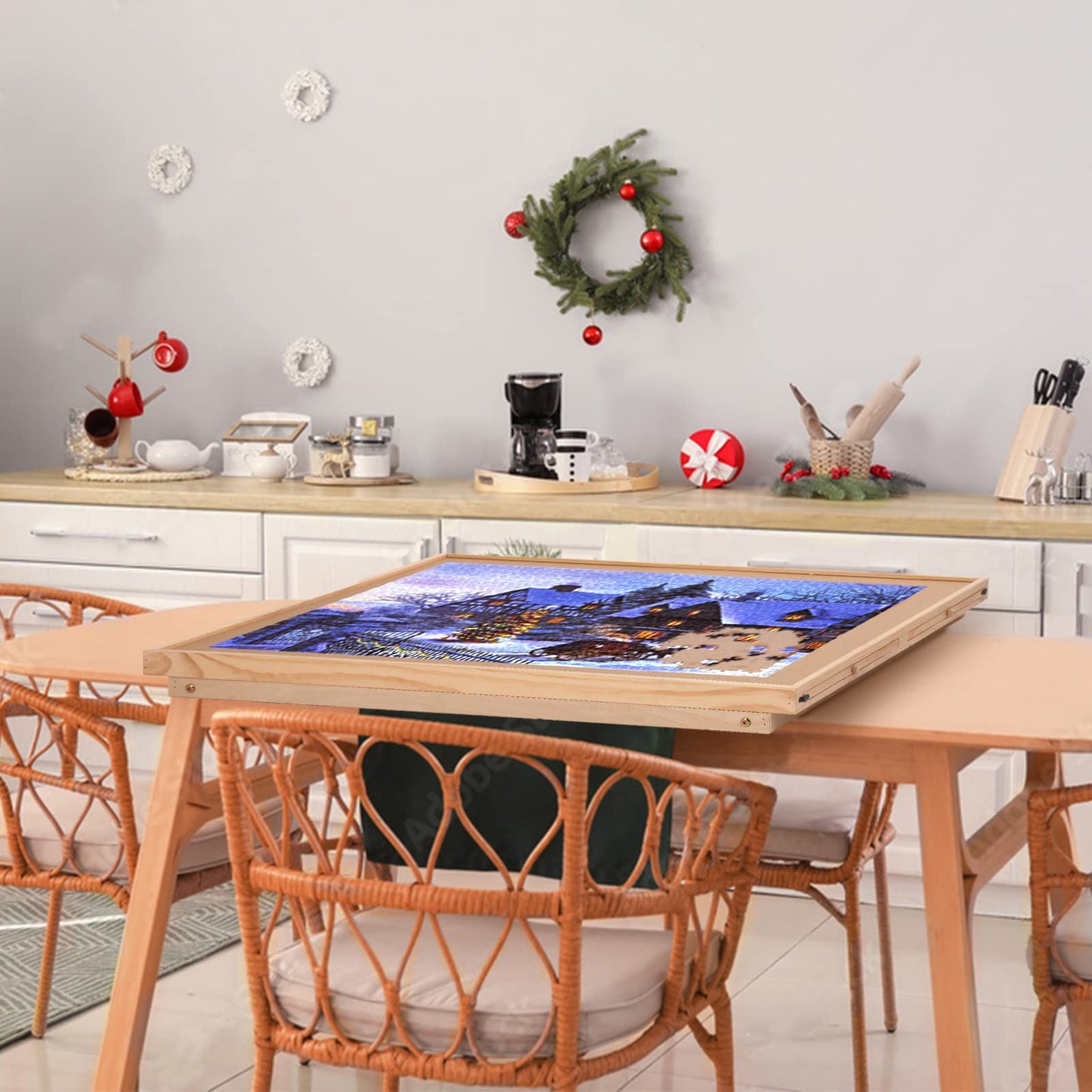 Yacona 1500 Piece Puzzle Board – 34.3"x26.5" Jigsaw Table with 4 Drawers & Cover, Portable Folding Legs, No Installation Needed