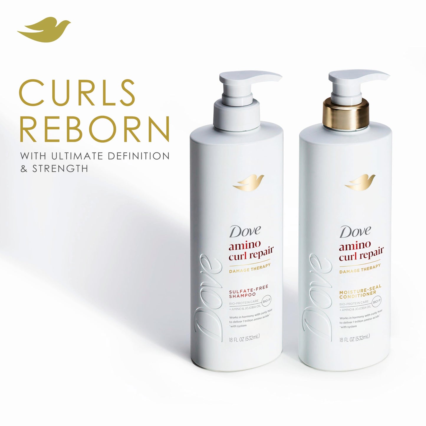 Dove Conditioner for Curly, Coily Hair Amino Curl with Bio-Protein Care Technology + Amino & Jojoba Oil 18 Fl Oz