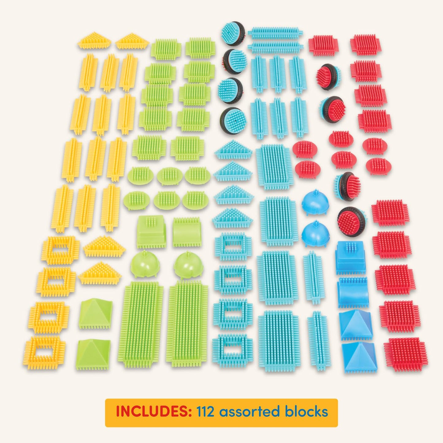 Battat Bristle Blocks 112pcs – STEM Interlocking Building Playset for Toddlers & Kids Ages 2+, Developmental Basic Builder Set