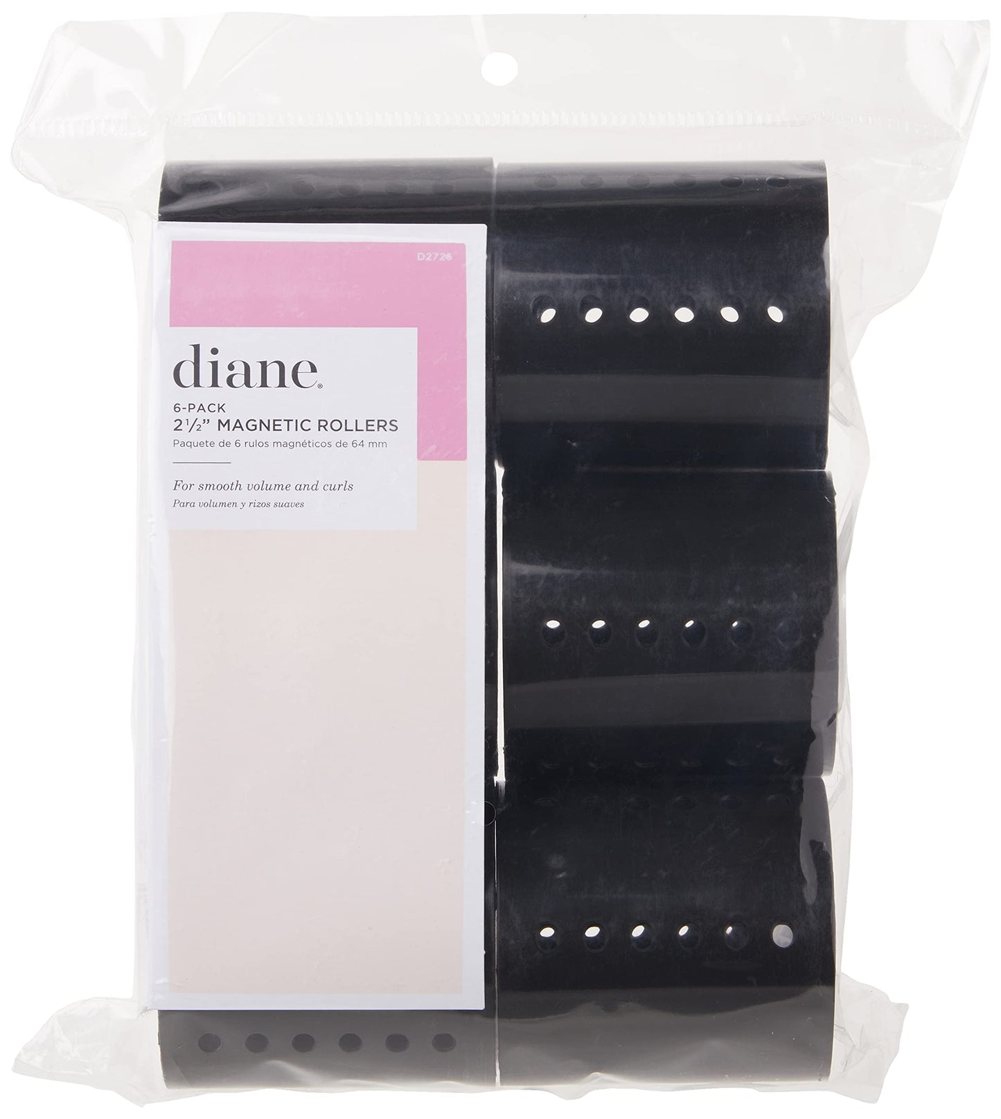 Diane Magnetic Roller, Black, 2-1/2 Inch, 6 Count