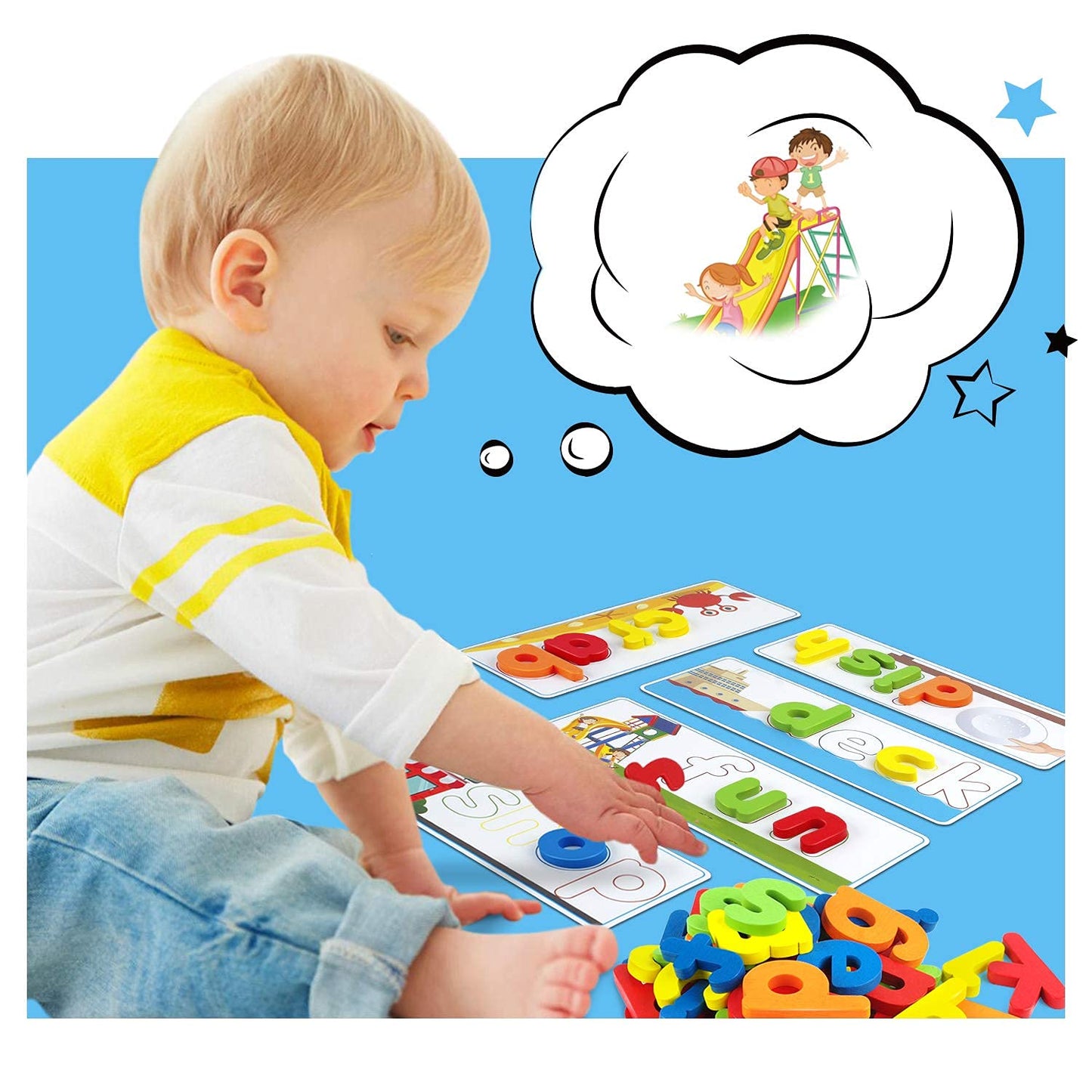 Officygnet See & Spell CVC Word Builder – Alphabet Cards & Matching Letter Game, Fun Learning Toy for Kids Ages 2–6, Preschool & Toddler Activities