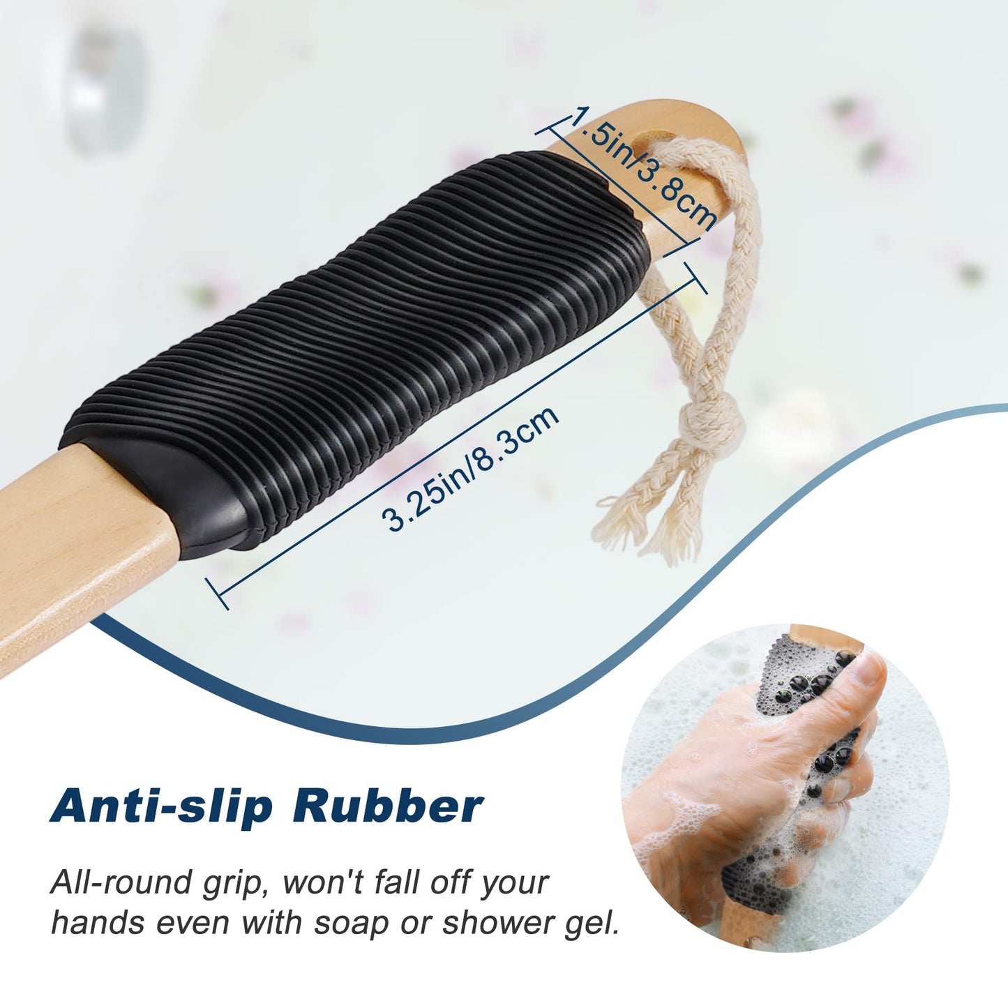 KIPRITII Ergonomically Back Scrubber for Shower,Double-Sided Back Long Handle Wet & Dry Brush for Cellulite and Lymphatic (Black) Beauty and Personal Care KIPRITII
