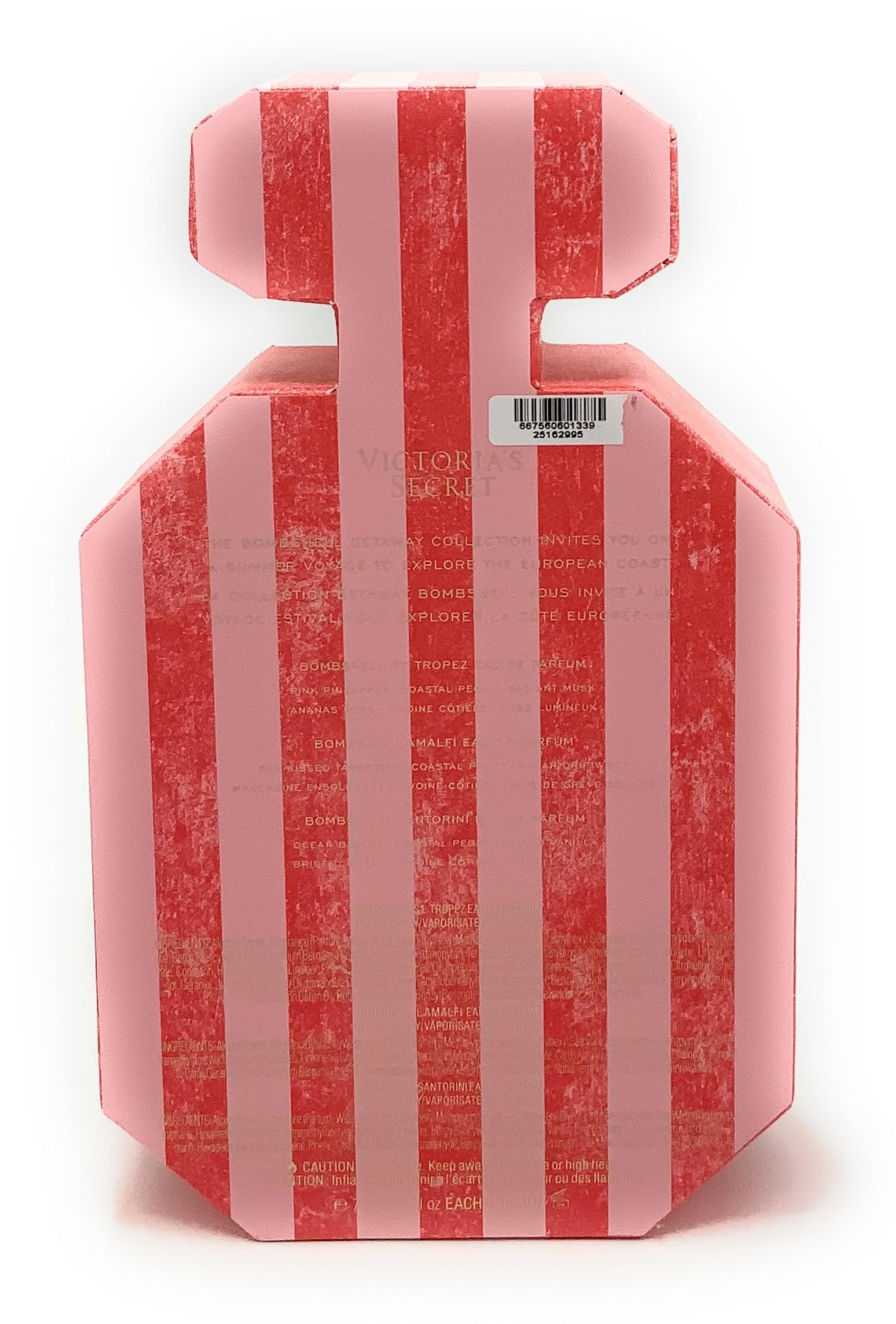 Victoria's Secret Bombshell Eau de Parfum Getaway Trio include: St. Tropez, Amalfi, Santorini Limited Edition .23fl oz each