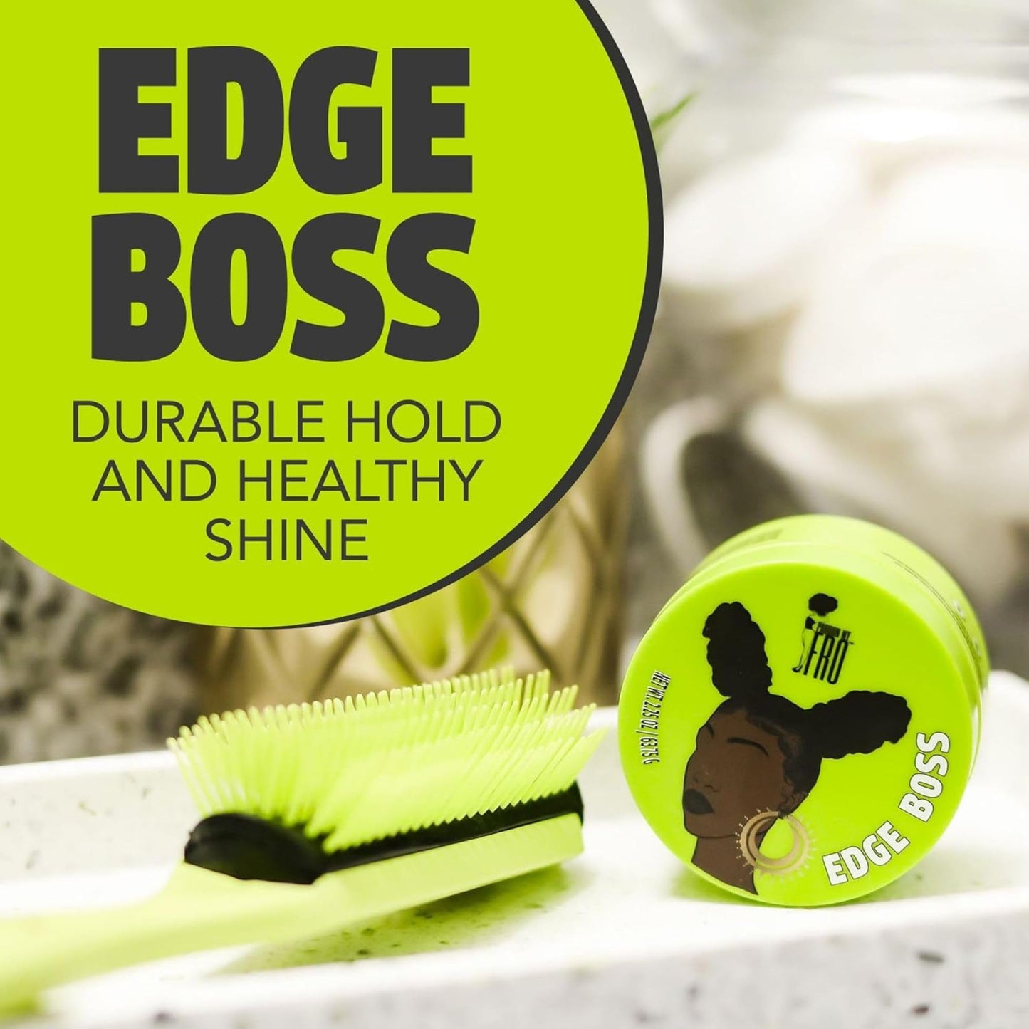 Pardon My Fro Edge Boss Gel - Extra Hold Control for Sleek Edges, Long Lasting, Moisturizing Shine, Non-Greasy, No Flakes, Ideal for Braids, Dreads