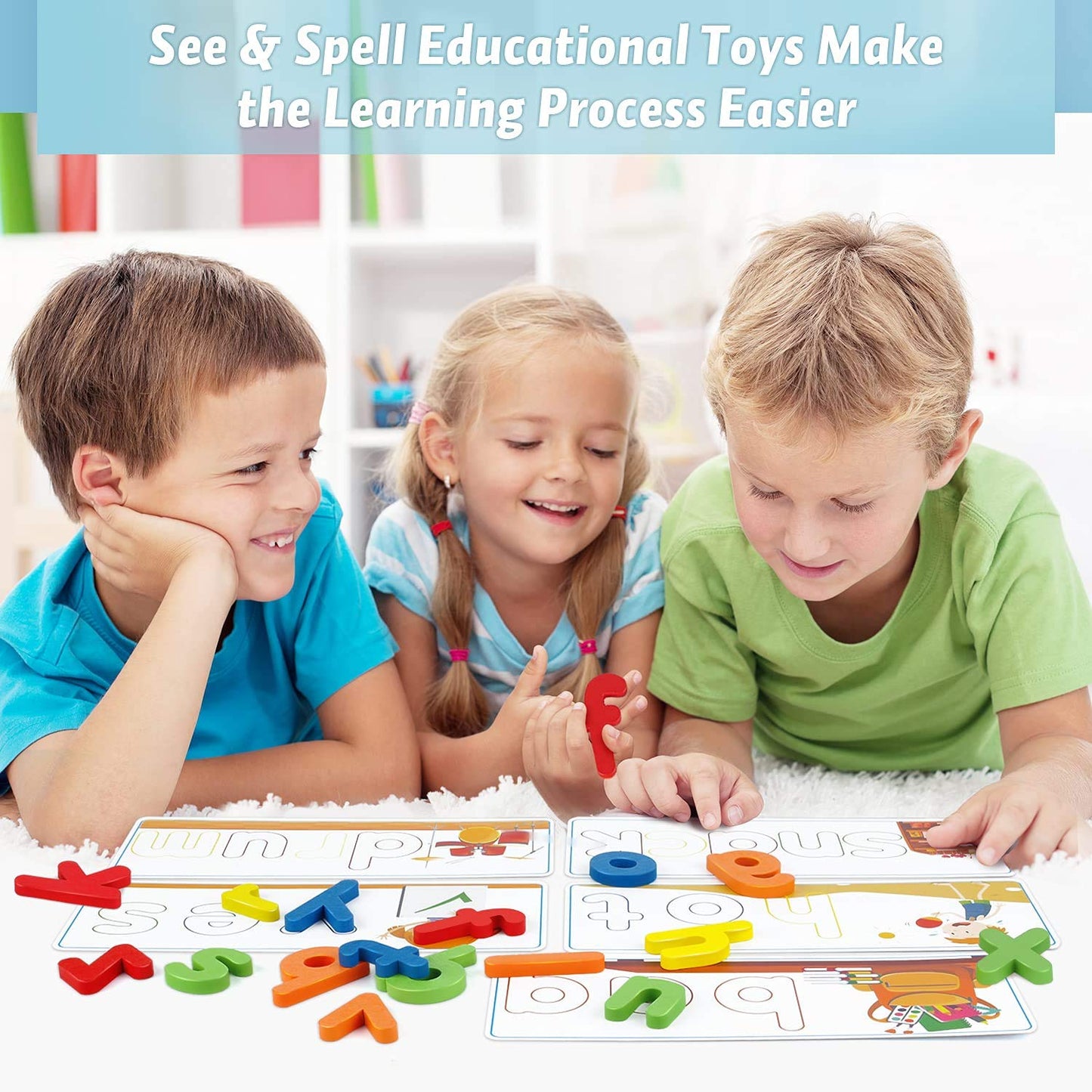 Officygnet See & Spell CVC Word Builder – Alphabet Cards & Matching Letter Game, Fun Learning Toy for Kids Ages 2–6, Preschool & Toddler Activities