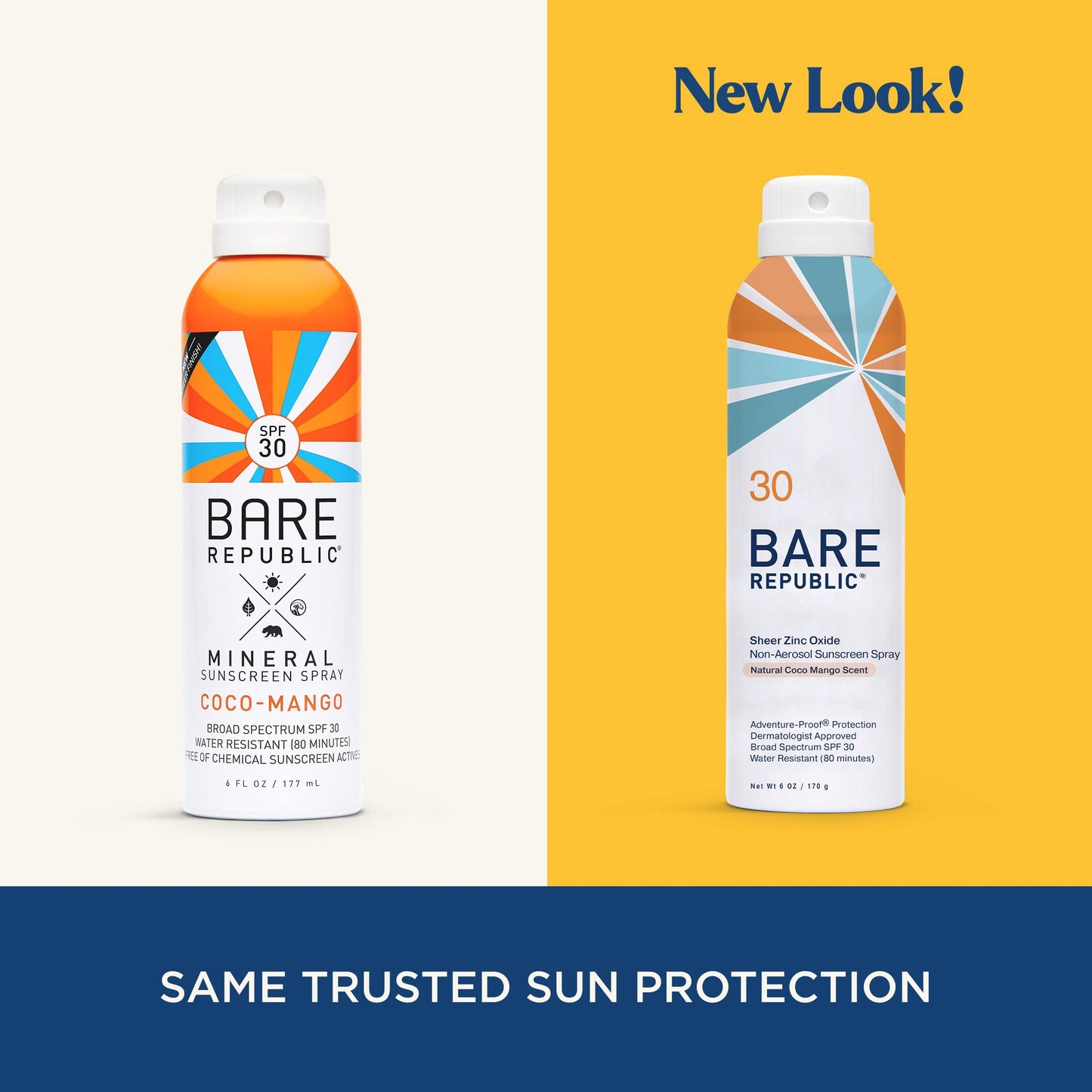 Bare Republic Mineral Sunscreen SPF 30 Sunblock Spray, Sheer and Non-Greasy Finish, Coconut Mango Scent, 6 Fl Oz