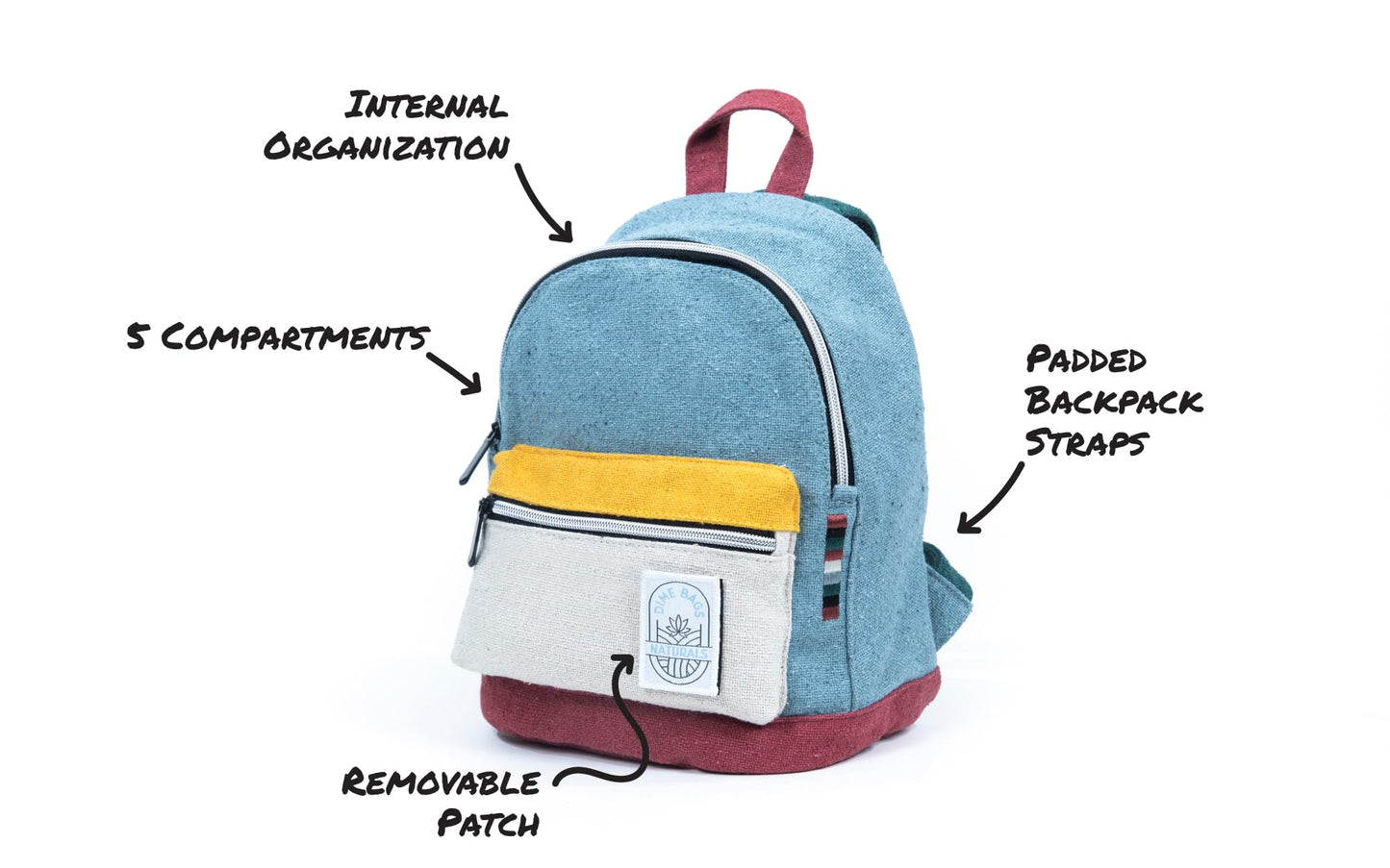 DIME BAGS Mini Hemp Backpack, Made with 100% Nepali Hemp, Travel Bag with Adjustable Padded Straps & Hidden Pocket, Eco-Friendly Daypack for Everyday…