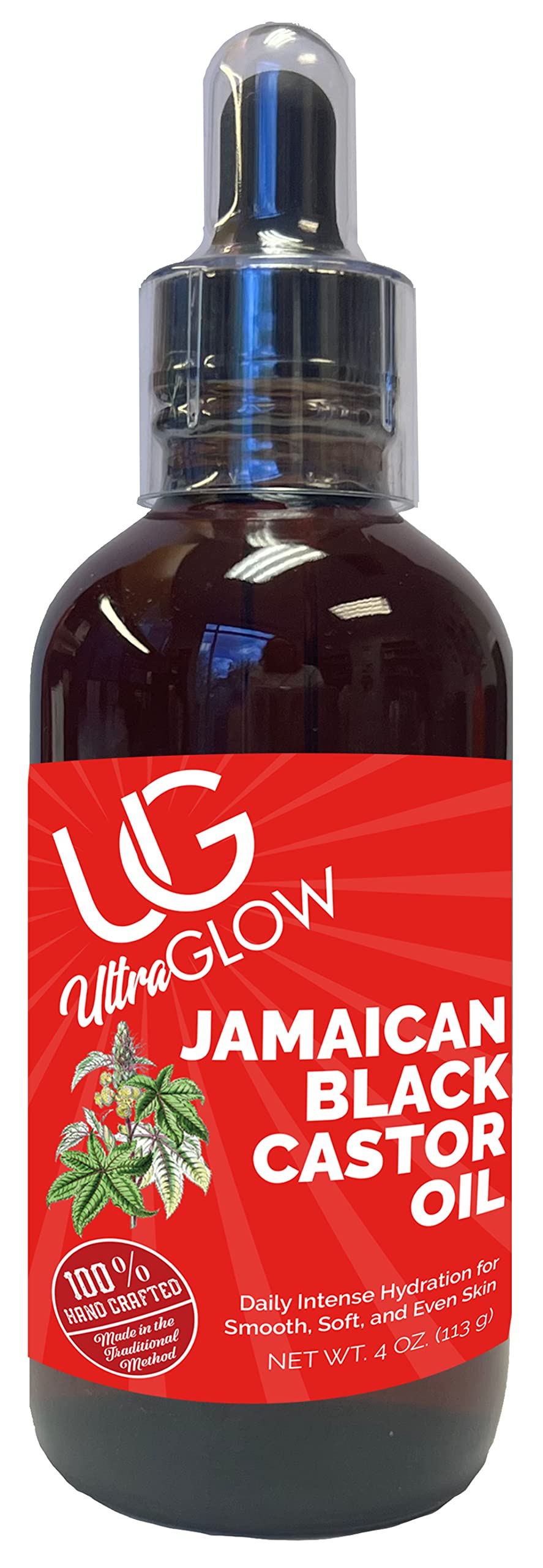 AmPro Ultra Glow Jamaican Black Castor Oil - 4 oz Skin Moisturizing Oil for Daily Intense Hydration, Softens Rough Skin, Promotes Smooth, Healthy Glow
