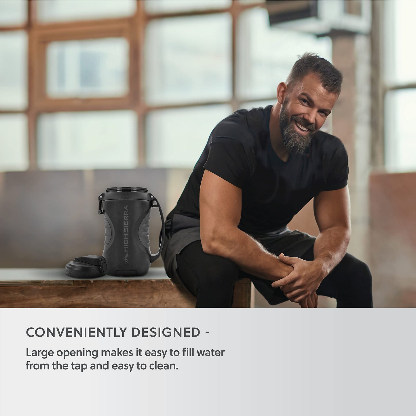 High Sierra 64 Ounce Insulated Water Bottle - Double Wall Stainless Steel Jug, Leakproof Flip-Top Lid, Large Metal Jug with Straw, BPA-Free, Half…