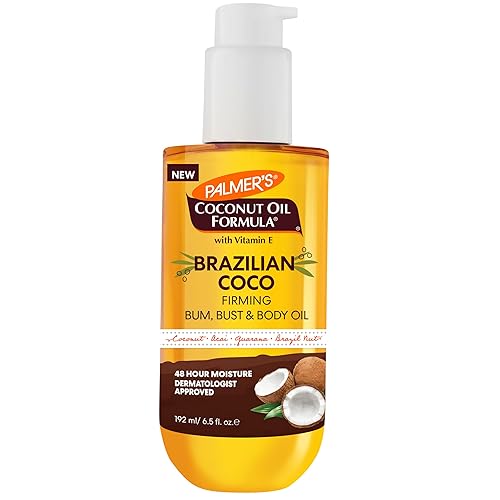 Palmer's Coconut Oil Formula Brazilian Coco Firming Body Oil with Vitamin E, 6.5 Fl Oz, Helps with Skin Tightening & Firming of Bum, Bust & Belly