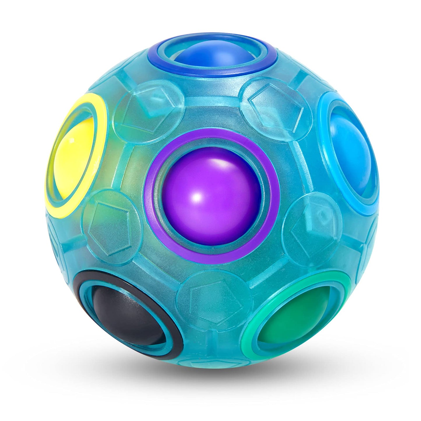 Vdealen Magic Rainbow Puzzle Ball – Fidget Brain Teaser Toy for Kids, Teens & Adults, Birthday, Easter, Valentine’s & Christmas Gift (Blue)