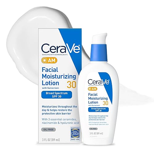 CeraVe AM Facial Moisturizing Lotion with SPF 30, Oil-Free Face Moisturizer with SPF, Formulated with Hyaluronic Acid, Niacinamide & Ceramides