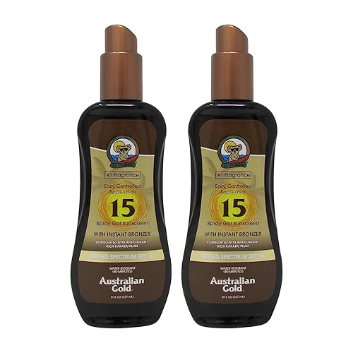 Australian Gold SPF 15 Sunscreen Spray Gel with Instant Bronzer, 8 Ounce (2 Pack)