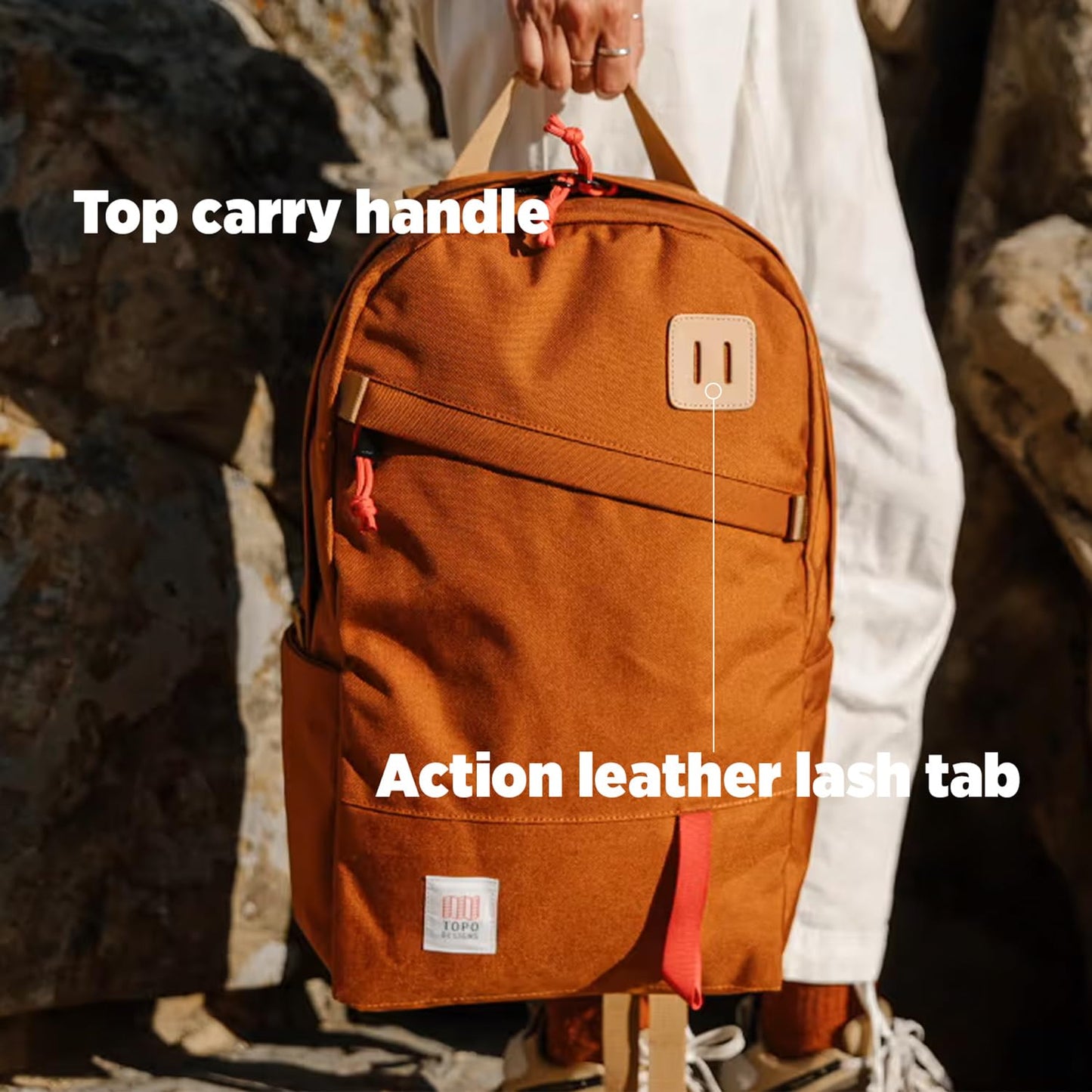 Topo Designs Daypack Classic - OG Daily Carry Pack Designed in Denver, Functional Travel Bag, Made from Recycled Nylon, 2 Padded Laptop Sleeves, 21L (Asphalt/Black)