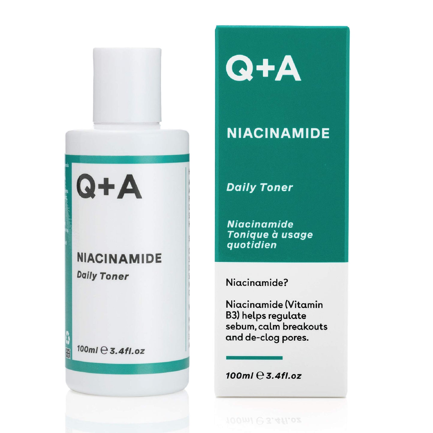 Q+A Niacinamide Daily Toner for Face (100ml), Pore Refining and Hydrating Face Toner with Hyaluronic Acid and Aloe Vera, Fragrance Free Skincare
