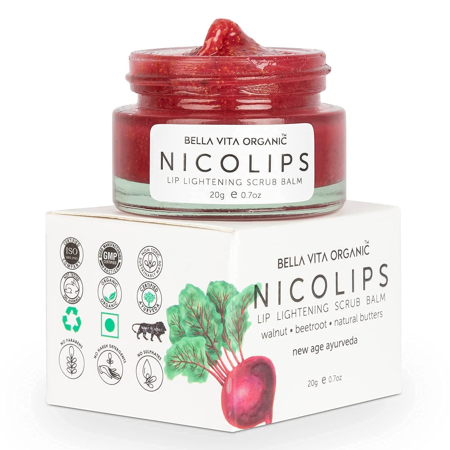 Glamorous Hub Nicolips Lip Scrub Balm Lightening And Brightening Dark Lips For Men And Women Dry Lips/Smoker/Chapped Lip & Lipstick Stains Removal Beauty and Personal Care Verem
