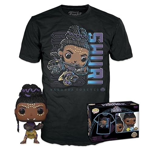 Funko Pop! & Tee: Marvel - Black Panther Shuri - Large - (L) - T-Shirt, T-Shirt - Clothes with Vinyl Figure Collectible - Gift Idea - Toys and Short…