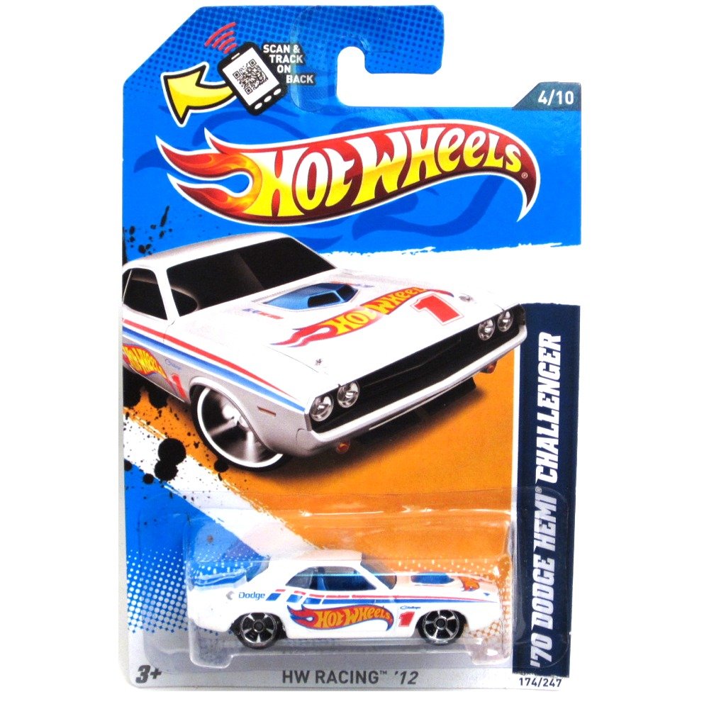 Hot Wheels 2012 HW Racing 1970 Dodge Hemi Challenger White