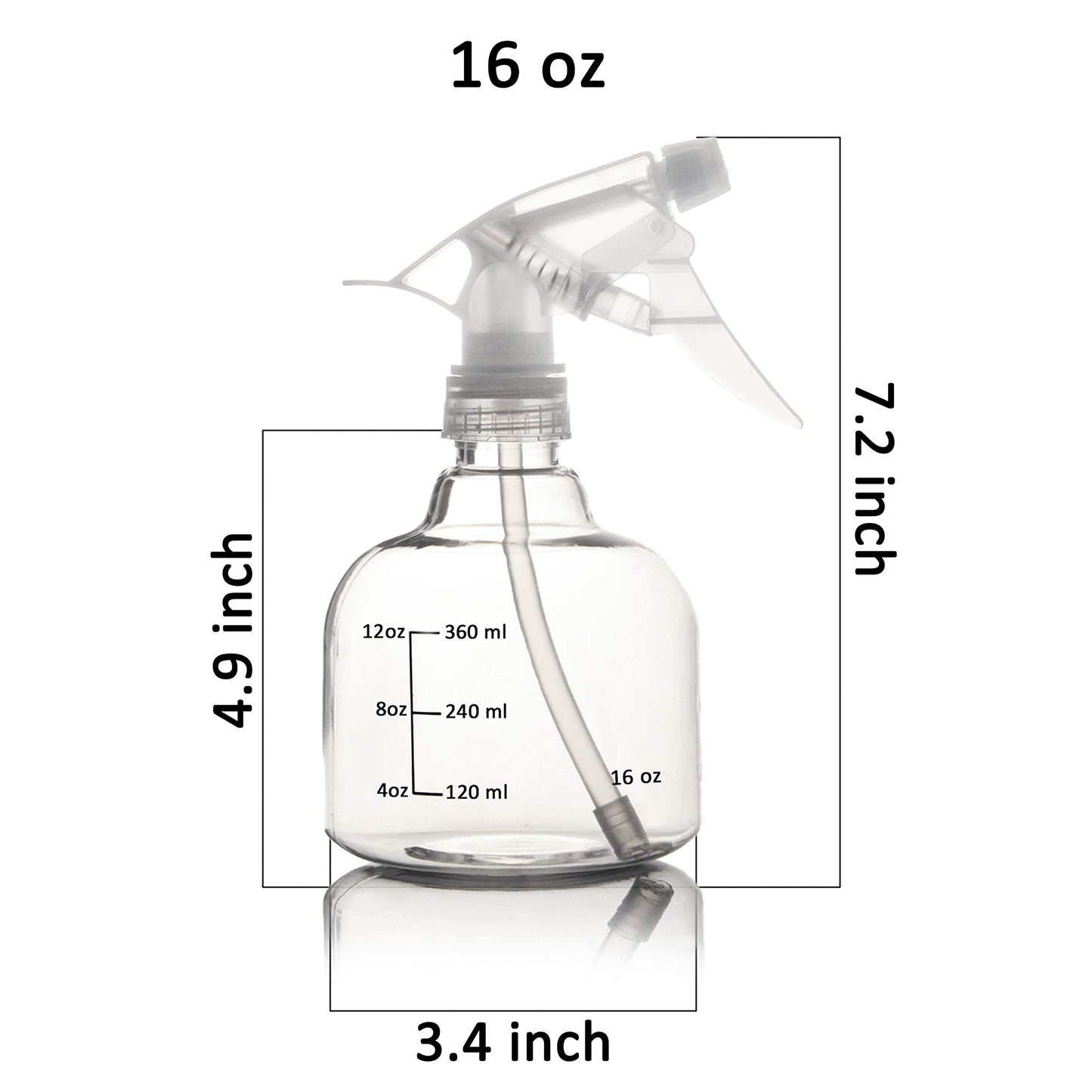 Youngever 6 Pack 16 Ounce Empty Plastic Spray Bottles, Spray Bottles for Hair and Cleaning Solutions (White)