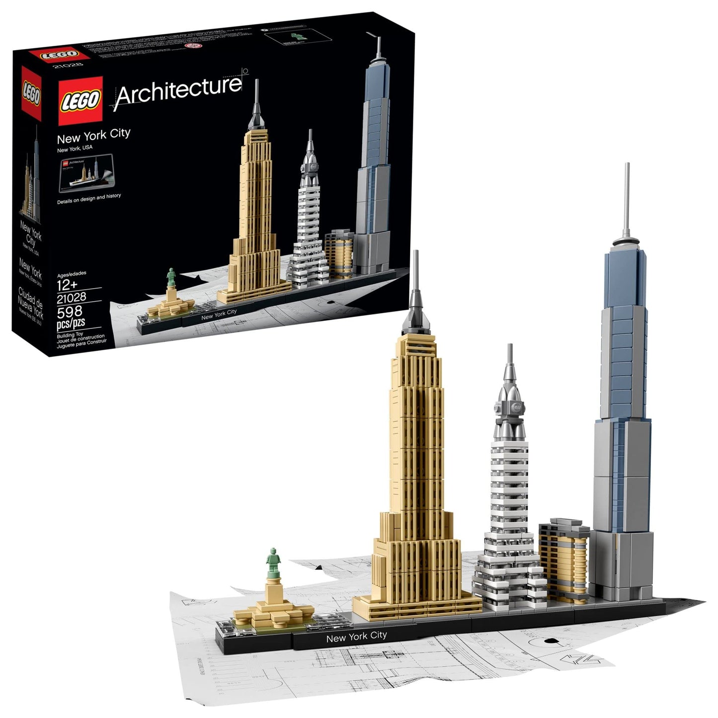 LEGO Architecture New York City 21028, Buildable Skyline Model Kit, Collectible Home or Office Decor, Gift for Kids, Adults & NYC Fans Ages 12+